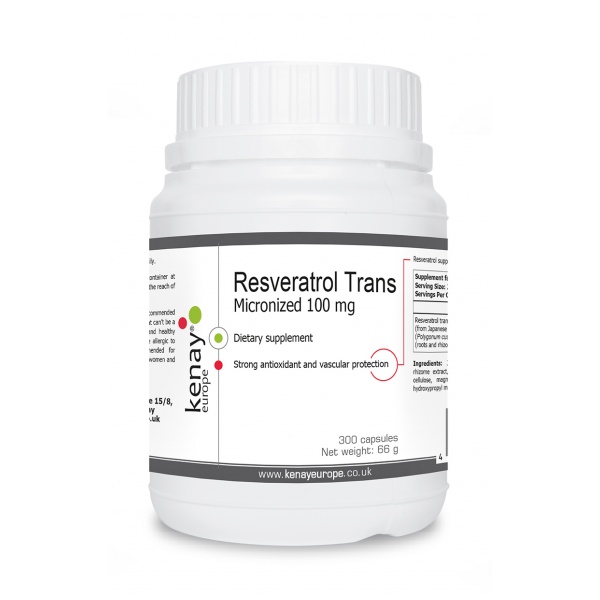 Micronized Trans-Resveratrol 100mg, 300 capsules - dietary supplement