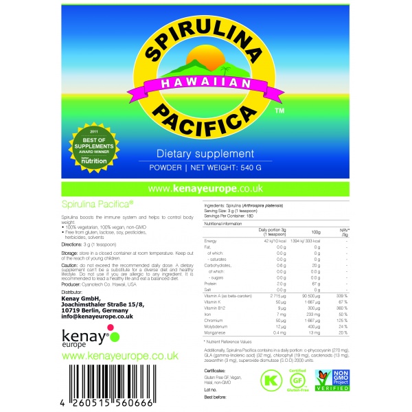 Spirulina Pacifica®, 540 g powder – dietary supplement