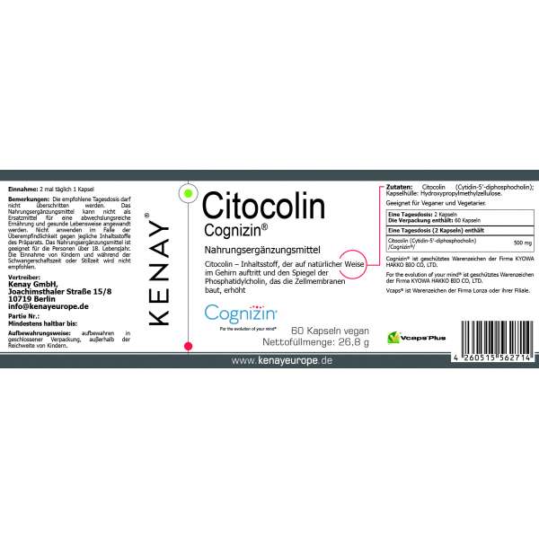 Citocolin  Cognizin®   60 Kapseln vegan  Nahrungsergänzungsmittel