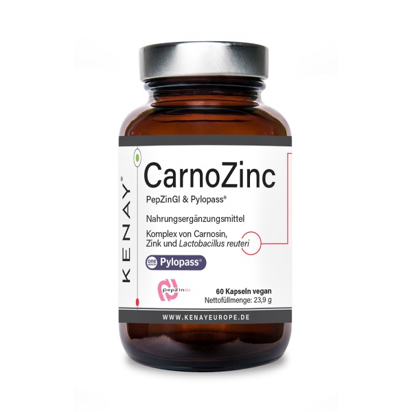  CarnoZinc – PepZinGI® & Pylopass™ (Dietary Supplement) – 60 Capsules KENAY®