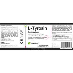 L-Tyrosin  Aminosäure 60 Kapseln | Nahrungsergänzungsmittel | KENAY®